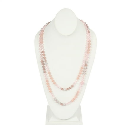 Glass Bead Long Necklace - Riah Fashion Natural Stone Glass Bead Necklace