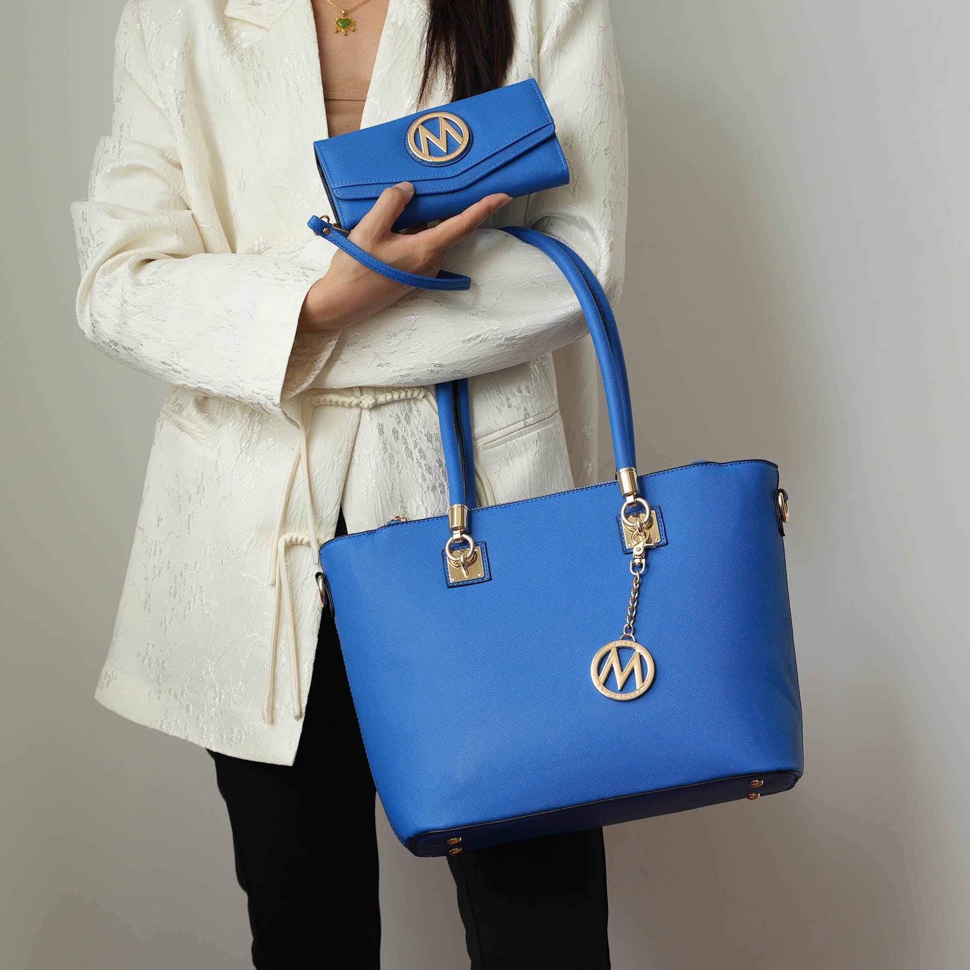 MKF Collection Vanessa Women's Tote Bag with Wristlet Wallet, Solid Vegan Leather Handbag Purse Set by Mia K - Navy - Walmart.com MKF Collection Vanessa Women's Tote Bag with Wristlet Wallet, Solid Vegan Leather Handbag Purse Set by Mia K - Navy - Walmart.com