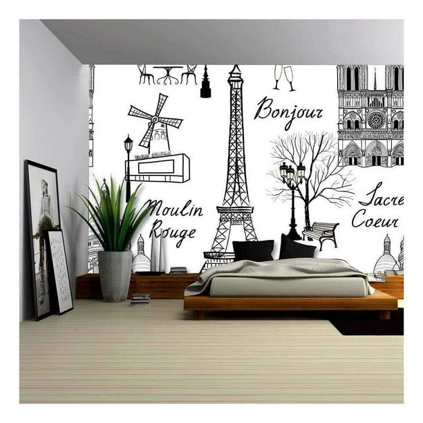 Wall26 Travel Paris Seamless Pattern. Vacation in Europe