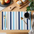 thumbnail image 2 of Blue Grey Stripe Placemats Set of 6 Geometric White Vertical Striped Place Mats Indoor Wipeable Table Mats Washable Cloth Dining Table Placemats for Kitchen Holiday Party Home Decor 13x19 Inch, 2 of 9
