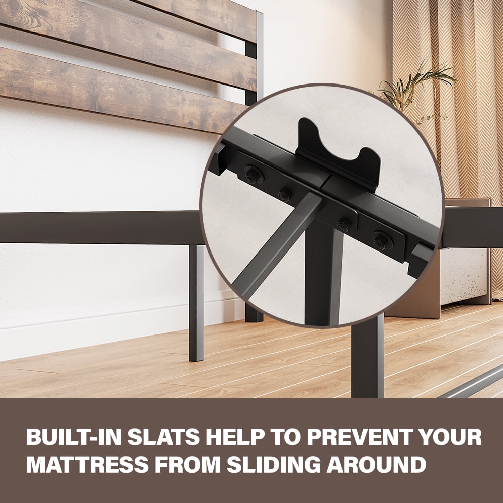 SESSLIFE Queen Size Platform Bed Frame Elegant Design, Heavy Duty Metal Slat Support, Easy Assembly, Non-Slip Without Noise