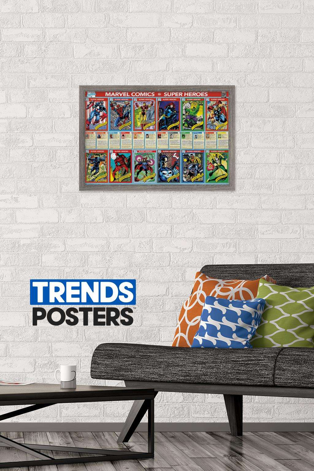 Marvel Comics - Marvel 80th Anniversary - Cards Wall Poster, 14.725" x 22.375", Framed
