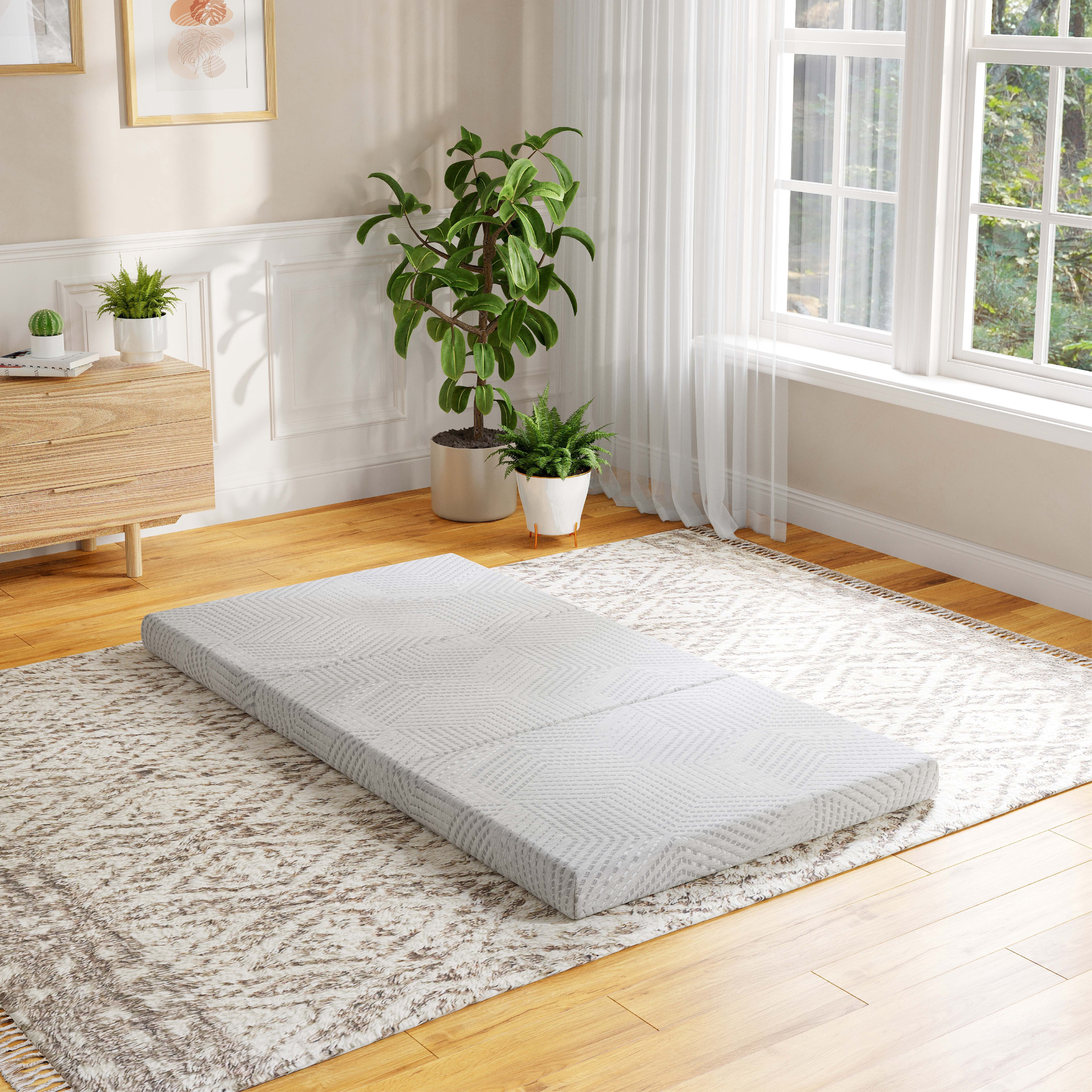 EGOHOME 4" Tri-folding Memory Foam Mattress, Single