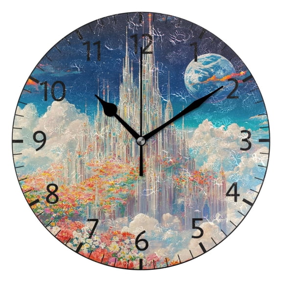 YAZAOO Decorative Wall Clock Size：25cm Celestial Dreams Design Pattern Clock