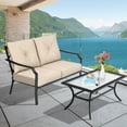 thumbnail image 3 of Patiojoy 2PCS Patio Loveseat & Coffee Table Set Outdoor Cushioned Sofa for Garden Backyard, 3 of 6