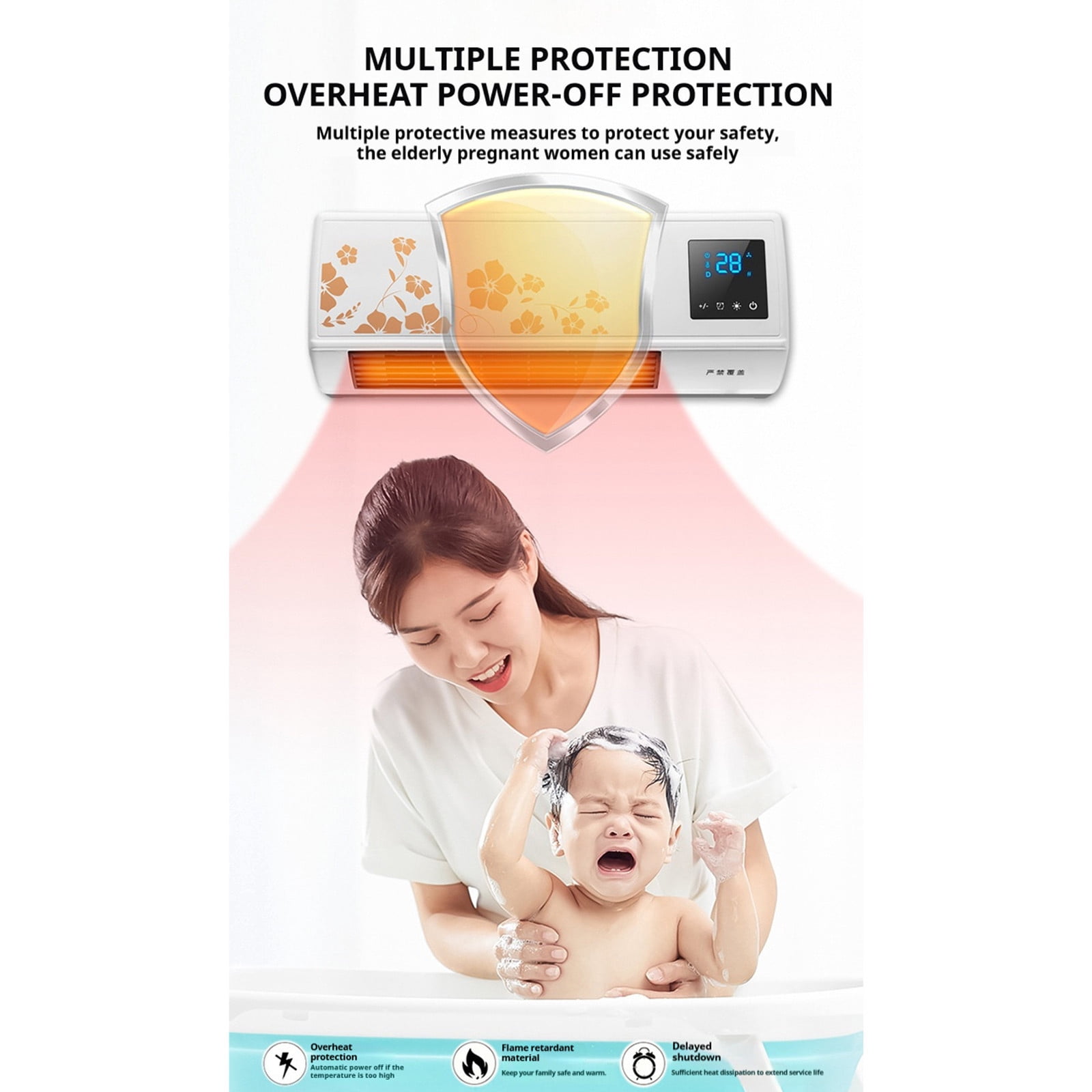 Wdhugt White Heater And Fan Combo Portable Mini Split 2 In 1 Ac And Heater Product Power 1500W Highly Efficient Wide Angles Mobile Small Air Conditioner Rated Voltage 220-50Hz