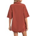 thumbnail image 2 of Women 2 Piece Outfit Summer Short Sleeve Top and Shorts Sweatsuit Set Brick Red XL, 2 of 7
