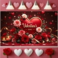 thumbnail image 3 of Red Heart Valentine's Day Banner Pink Flower Dance Party Display Balloon Decor Cupcake Design Romantic Backdrop for Valentine's Day Party Dance Event Romantic Celebration, 3 of 9