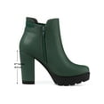 thumbnail image 5 of BLISSFUL STEP Women's Chelsea Boots Platform Block Cleated Sole Heel Dark Green 8.5, 5 of 7