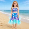 thumbnail image 4 of LIIPEE Girls Swimsuit Sets Casual Summer Glitter Scale Printed Ruffle Trim Adjustable Spaghetti Strap Bikini Tops Shorts Mesh Flowy Skirt 3 Piece Set Kids Backless Cute Swimsuits,Dark Blue,9-10 Years, 4 of 9