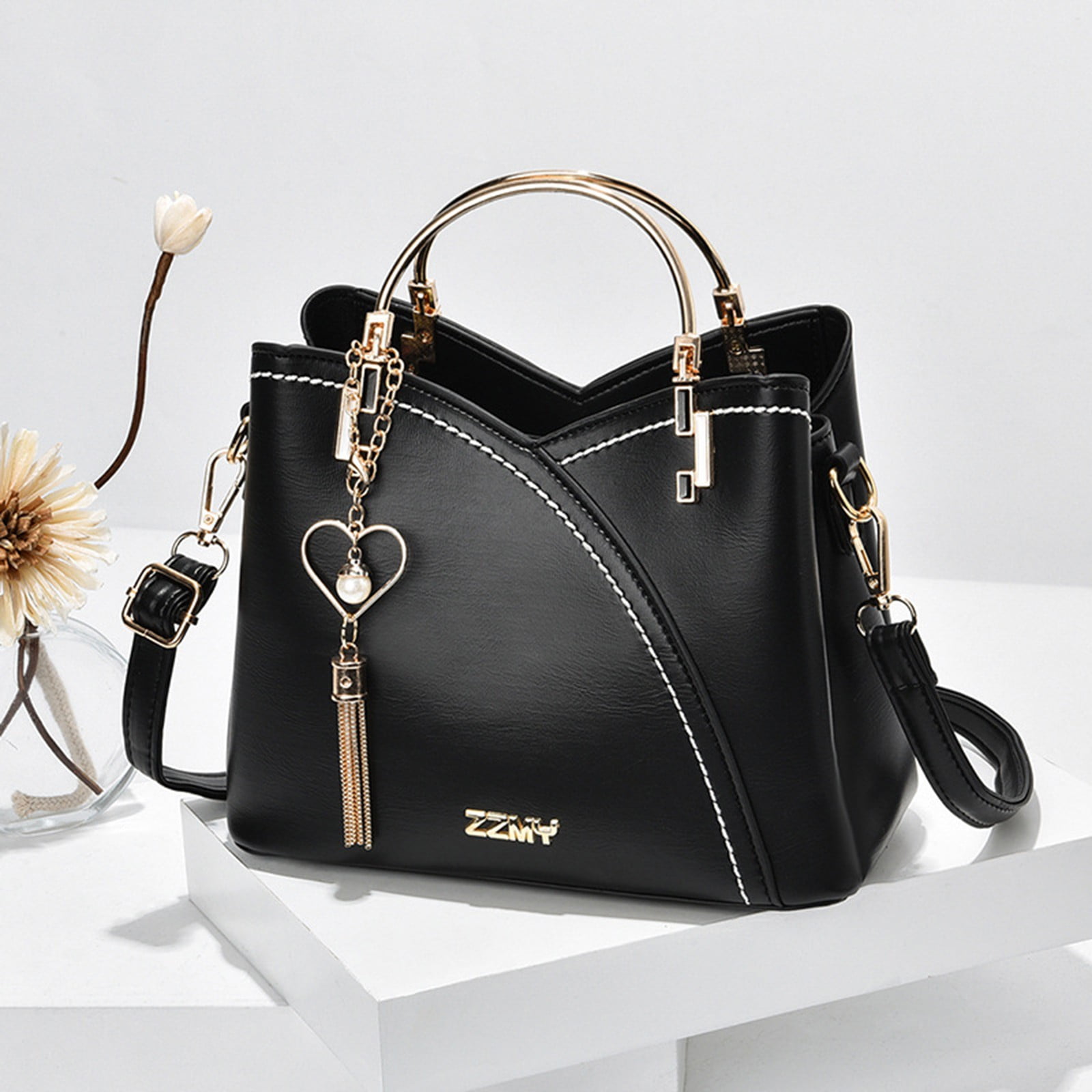 Bmisegm Spring and Summer Trendy Bags Ladies Handbags Shoulder Messenger Bags Large Capacity Handbag Fashion Womens Bag Ladies Briefcase Tote Black