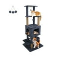 thumbnail image 1 of Costway 64" Tall Cat Tree with 2 Large Condos, Jute Scratching Posts, Plush Top Perch Dark Gray, 1 of 9
