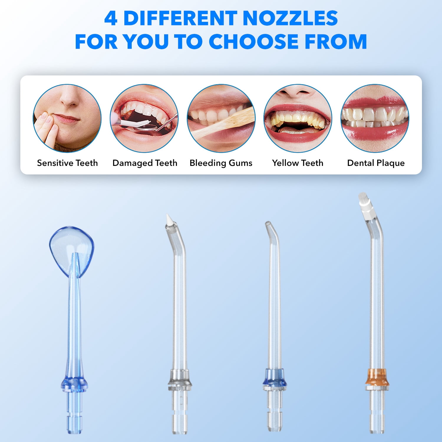 Cshidworld Water Flosser, Cordless Water Teeth Cleaner Picks, 300ml Water Dental Flossers Rechargeable Oral Irrigator with 5 Modes 8 Jet Tips IPX7 Waterproof for Home Travel