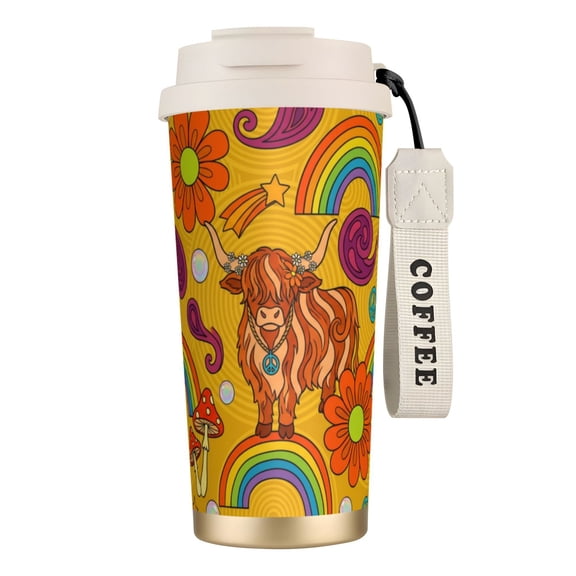 Highland Cow Coffee Mug, 18oz Leak-proof Baby Cow Sunflower Tumbler Protective Lid and Straw, Festive Mother's Day Gift for Girlfriend