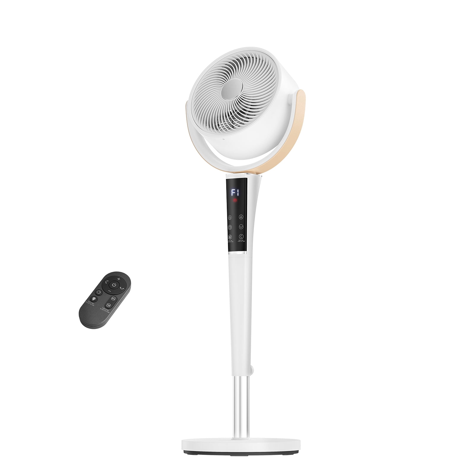 SHOUFTW Quiet Pedestal Fan, 15-Speed Oscillating Standing Fan with 5 Modes, 37-45 Inch Adjustable Height, 12H Timer, Silent Cooling Fan for Bedroom Living Room Office, White