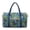 Blue Green Leaf, variant on Lightweight Carry On Personal Item for Vacation Women Stylish Duffle with Polyester Fabric & Luggage Handle Strap, Blue Ikat Line Pattern