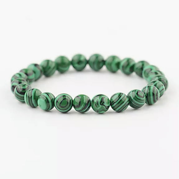 EOEMY Natural Malachite Gemstone Beaded Stretch Bracelets 8mm Healing Beads Jewelry-10mm-Malachite