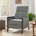 thumbnail image 2 of GDF Studio Drury Contemporary Fabric Upholstered Pushback Recliner, Charcoal and Dark Walnut, 2 of 13