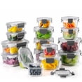 thumbnail image 1 of EasyWare - Juego de 32 Piezas - 16 RECIPIENTES de VIDRIO GRUESO para alimentos I CONTENEDORES HERM&Eacute;TICOS I A prueba de fugas I BPA FREE I Cierra F&aacute;cil I Cocina, Refrigerador, Con, 1 of 6