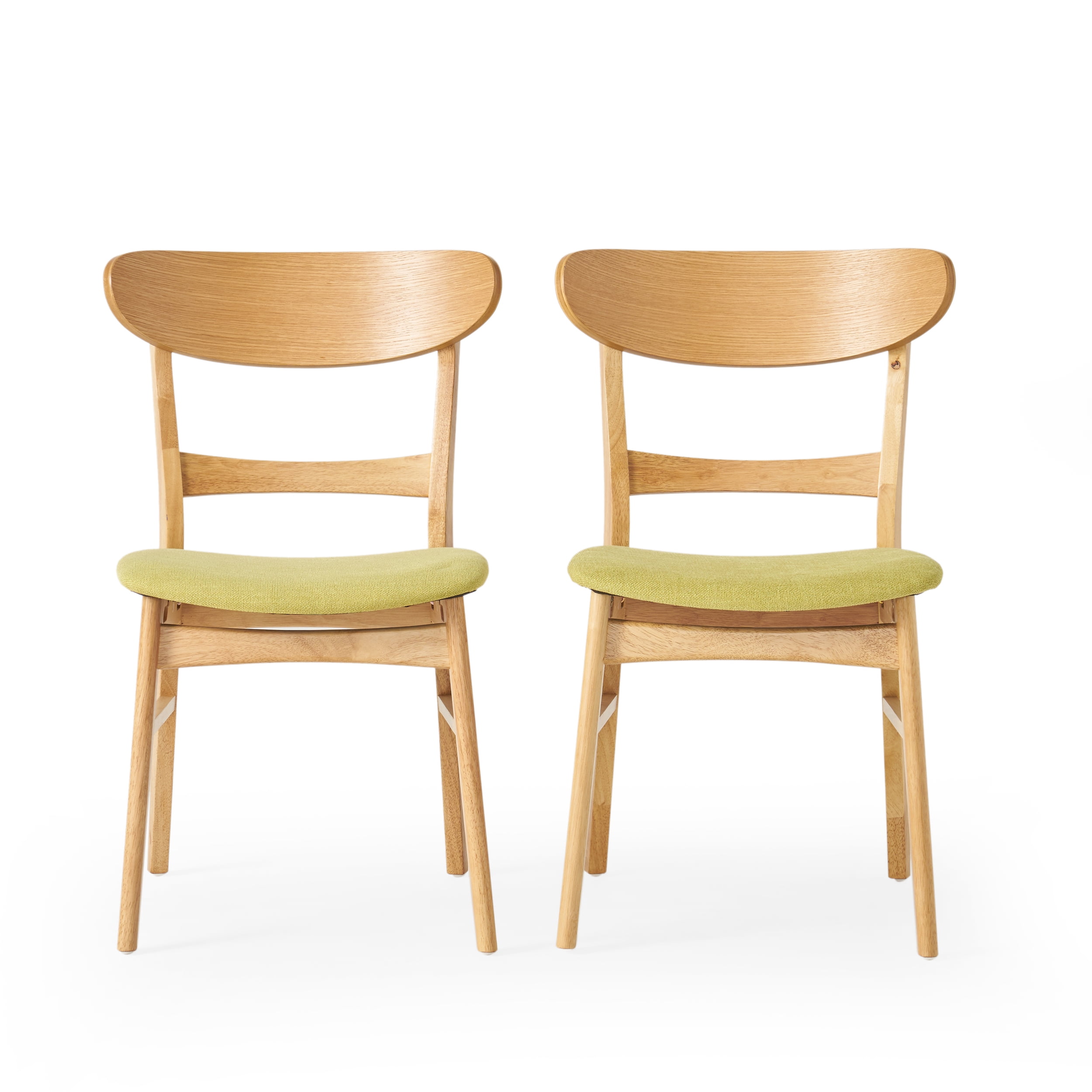 Noble House Lydia Mid-Century Modern Fabric Dining Chairs, Set of 2, Green Tea