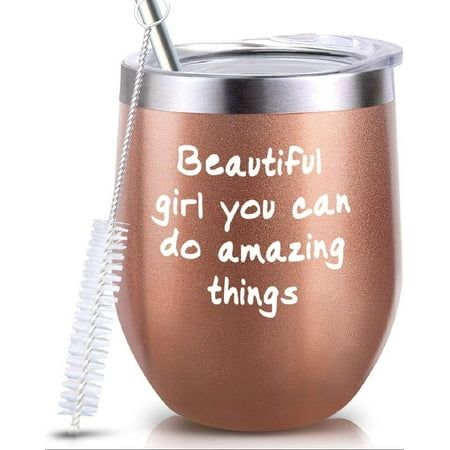 

Beautiful Girl You Can Do Amazing Things Tumbler Cup Encouragement Inspirational Gift for Women Daughter Sister Friend Colleague Christmas Birthday Present gifts for women gifts for mom