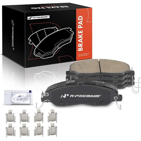 A-Premium Front Ceramic Disc Brake Pads Set Compatible with Ford Mustang 2011 2012 2013 2014, 3.7L 5.0L, 4 Pcs
