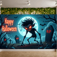 thumbnail image 5 of Creepy Cartoon Design Halloween Banner Spooky Graveyard Scene Decorative Elements for Halloween Party Scary Event Haunted House, 5 of 9