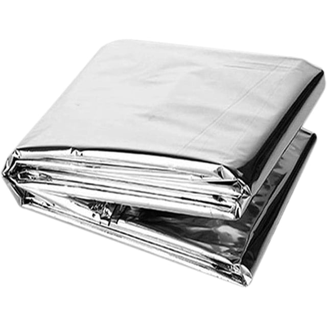 Manta de emergencia plateada - Manta cálida reflectante, equipo de supervivencia al aire libre, poncho de manta de emergencia impermeable para senderismo y acampada, equipo