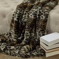 thumbnail image 1 of Manta de lujo de piel sintética Plutus Wild Leo 90L x 90W Full, 1 of 2