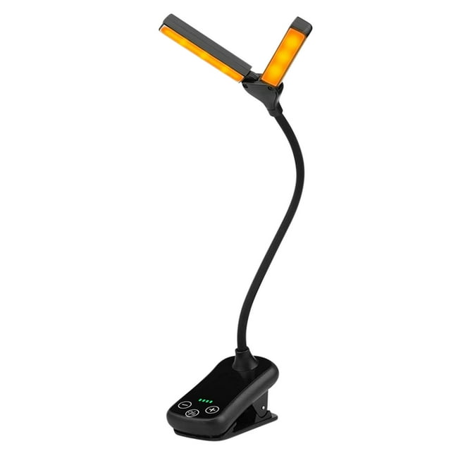 Lampe à Clipser, Lampe de Livre à Clipser Double Tête Rechargeable avec Trois Commandes pour Lire au Lit, Lampe de Livre Rechargeable