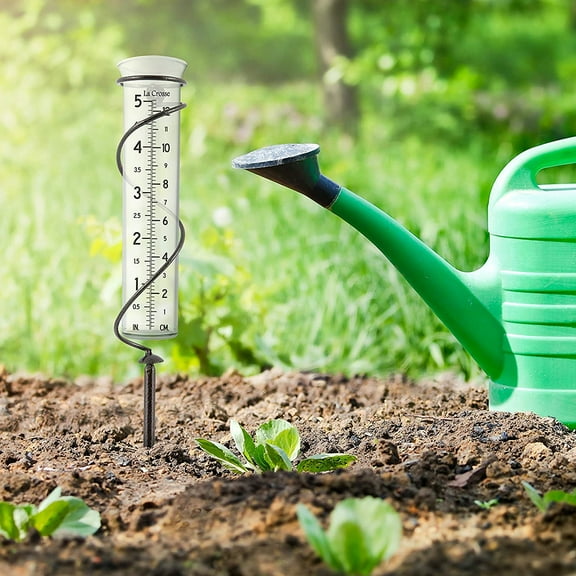 Outdoor Garden Reusable Rain Gauge Easy Reading Transparent Rain Guage with Plug-in Stake
