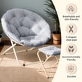 thumbnail image 5 of TOPCHANCES 31" Folding Saucer Chair, Collapsible Lounge Moon Chair with Ottoman, Grey, 5 of 9