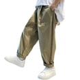 thumbnail image 6 of Hurxie Boys School Uniform Pant Pull On Pants Lightweight Thin Solid Color Casual Elastic Waist Khaki,11-12Years, 6 of 6