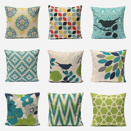 Clearance Throw Pillows Meigar Geometry Nature Green Throw Pillow Cushion Cover 18''x18'' Cotton Linen PillowCase Standard Decorative Pillowslip Pillow Protector Cover Case for Sofa Couch Chair Car Seat ()
