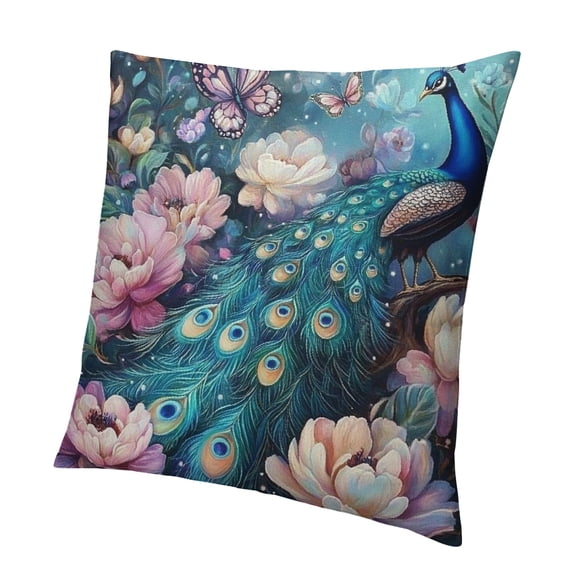 Patifu Watercolor Peacock Throw Pillow Covers Sofa Cushions Covers Living Room Bedroom Bed Covers Car Lumbar Covers 12x12in