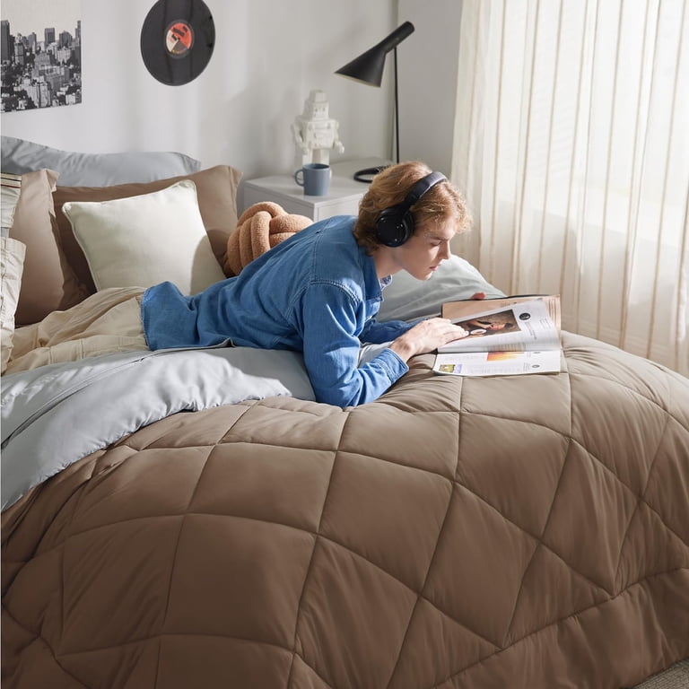 Bedsure Full Size Comforter & Sheet Set - All-Season Down Alternative Duvet Insert With Ultra Soft Sheets, Beige