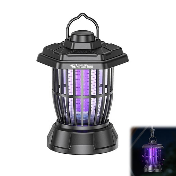 Solar Powered Bug Zapper and Camping Lantern, Rechargeable LED Mosquito Killer with 3 Light Modes, IPX6 Waterproof Insect Trap for Outdoor Hiking, 1 Pack