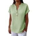 thumbnail image 2 of BSDJILFG Summer Eyelet Tops for Women Plus Size Vintage Embroidered Boho Shirts Buttons V-Neck Ladies Breathable Summer Lounge Blouses,3XL-5XL, 2 of 8