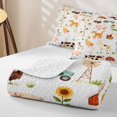 thumbnail image 4 of Manfei Watercolor Farm Bed Spread Queen, Rustic Cow Animal Queen Coverlet Set, White, 3 Pieces, 1 Quilt and 2 Pillowcases, 4 of 7