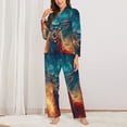 thumbnail image 2 of Honeii Celestial Stag Cosmic Glow Print Women's Pajama Sets Long Sleeve Button Down Sleepwear Nightwear Soft Pjs Lounge Sets 2PCS-XX-Large, 2 of 7