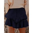 thumbnail image 2 of BdTemWBs Summer Mini Skirts for Women 2025 Casual Boho Ruffle Tiered Skorts High Waist Solid Color Flowy Short Dresses Vacation Outfits, Navy, XX-Large, 2 of 7