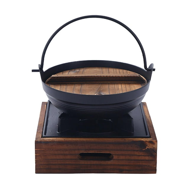 Non‑Stick Soup Pot Cookware w/ Wooden Cover Kitchen Cooking Pot 20cm Base 20x6cm