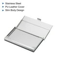 thumbnail image 4 of Uxcell 3.7x2.4x0.3 Inch PU Leather Name Cards Case Alloy Business Card Holder Blue, 4 of 5