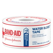 Band-Aid Brand First Aid Water Block Waterproof Adhesive Tape Roll, 1 In x 10 yd