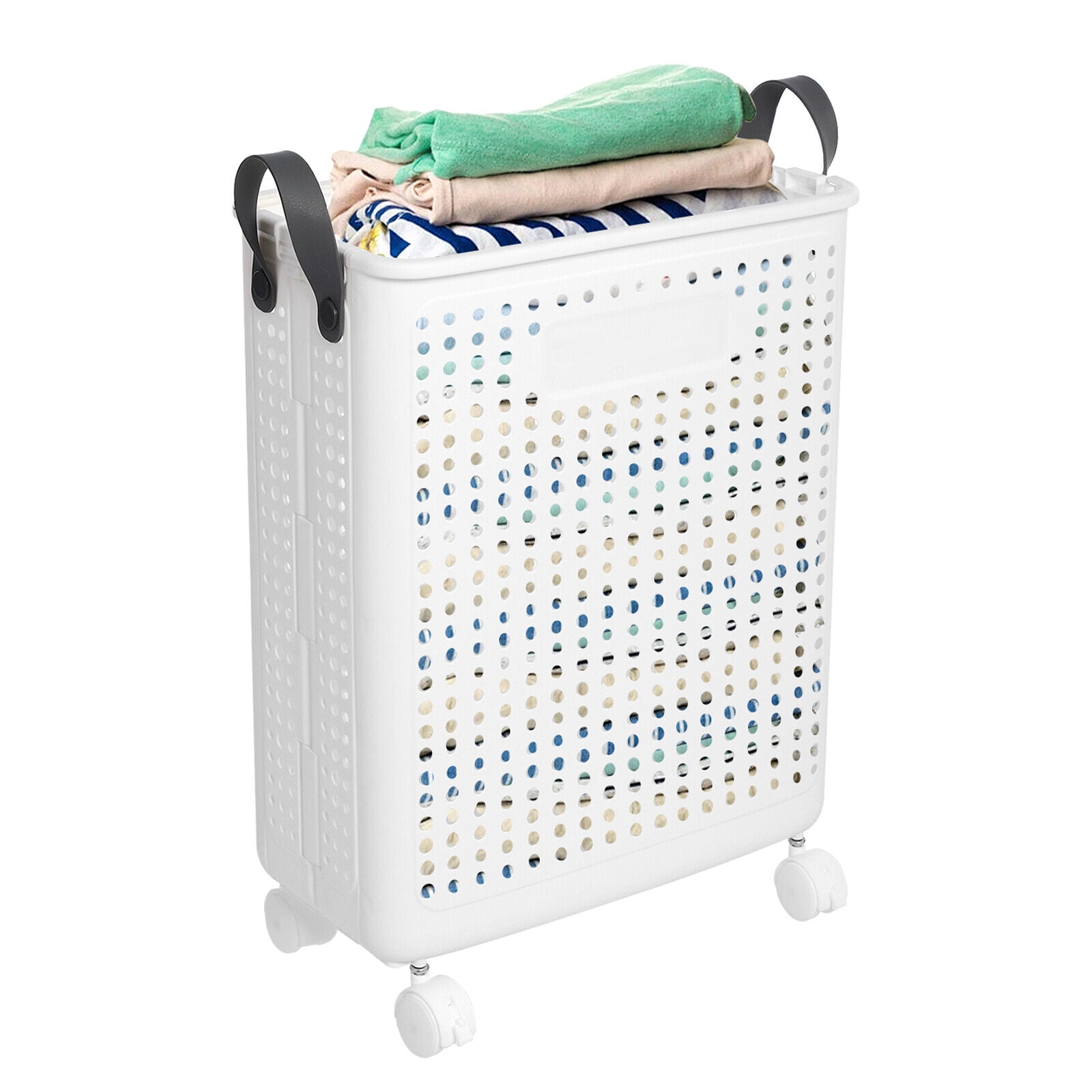 Folding Laundry Hamper, PP Clothes Basket, Dirty Clothes Hamper 4 Wheels For Use in Closets, Laundry Rooms, Dormitories, Apartments
