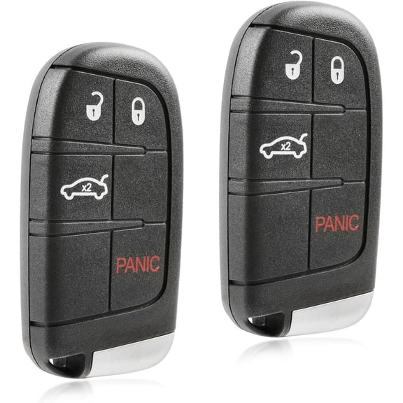 2X Keyless Entry Remote Car Key Fob Smart Control 4-Button Replacement for Chrysler 200 300 Charger Challenger Fiat 500x (68394196, M3N-40821302) Two