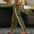 thumbnail image 5 of Linen Cotton Casual Pants For Women Drawstring Pocket Relaxed Beach Vacation Travel Summer Comfortable Pull On Easy Care For Beach Loose Fit Straight Leg, 5 of 7