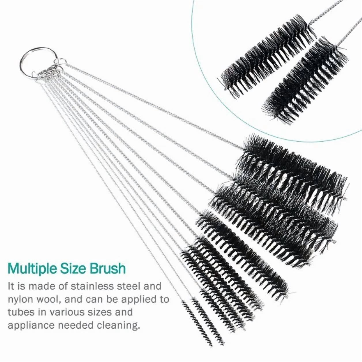 Stainless Steel Cleaning Brush 10 Piece Set Straw Brush Water Cup Kettle Brush