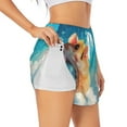 thumbnail image 1 of Balery Cloud Cute Hamster Pantalones cortos deportivos para mujer con forro y dos bolsillos, elásticos, para entrenamiento, gimnasio, yoga-Small, 1 of 7