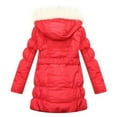 thumbnail image 2 of Richie House Big Girls Red Fur Hood Belt Padded Winter Jacket 7, 2 of 2